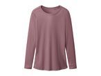Long-sleeved mauve t-shirt with a round neck