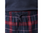 pepperts!® pidžama za dečake: crno-crvene karirane pantalone sa pertlom i tamnoplava majica.