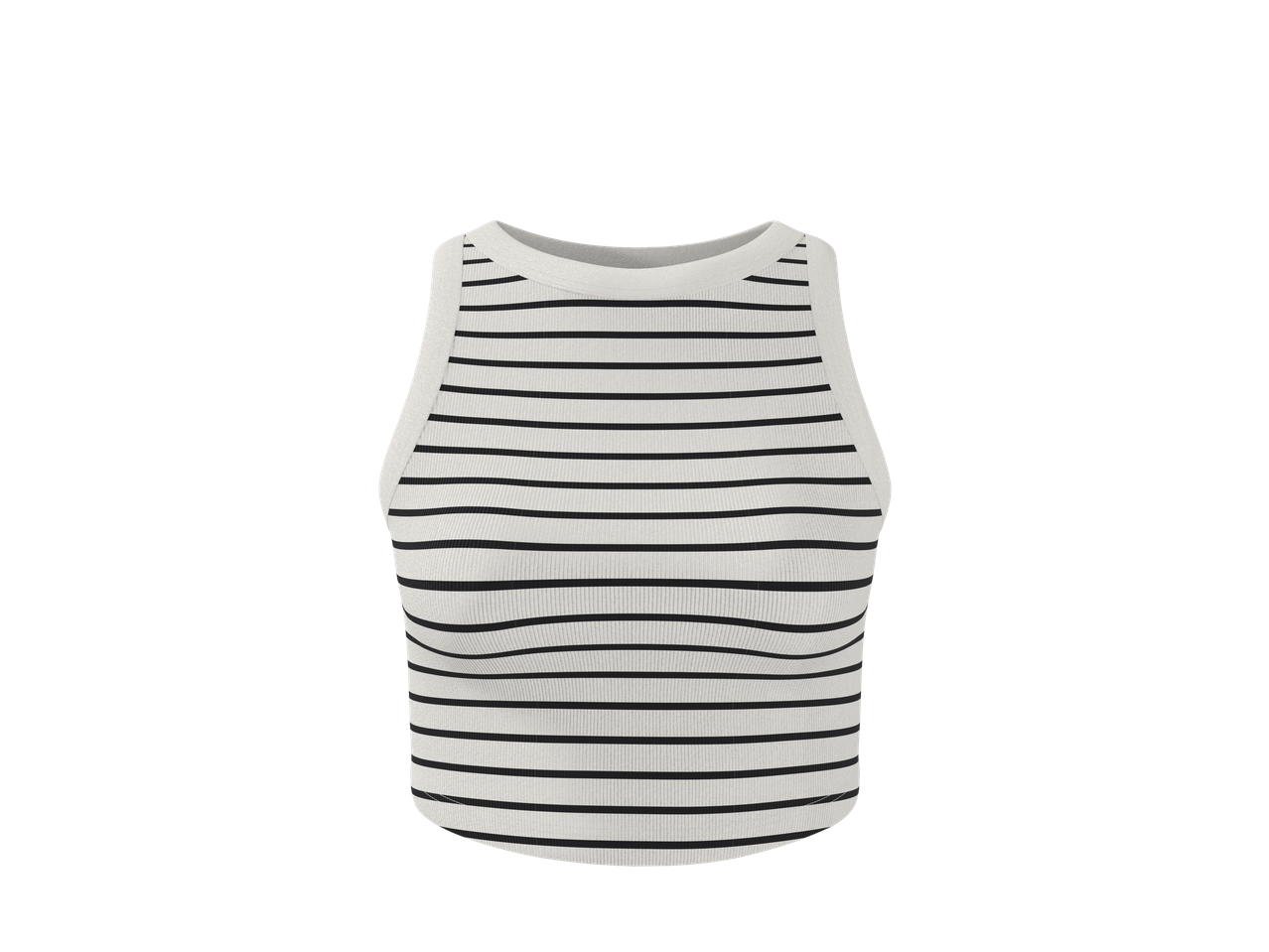 Esmara Crop Top Canelado às riscas brancas e pretas