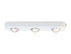 En hvid LED-armatur med tre lys.