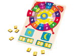 Joc de puzzle din lemn colorat cu jetoane numerice pentru copii.