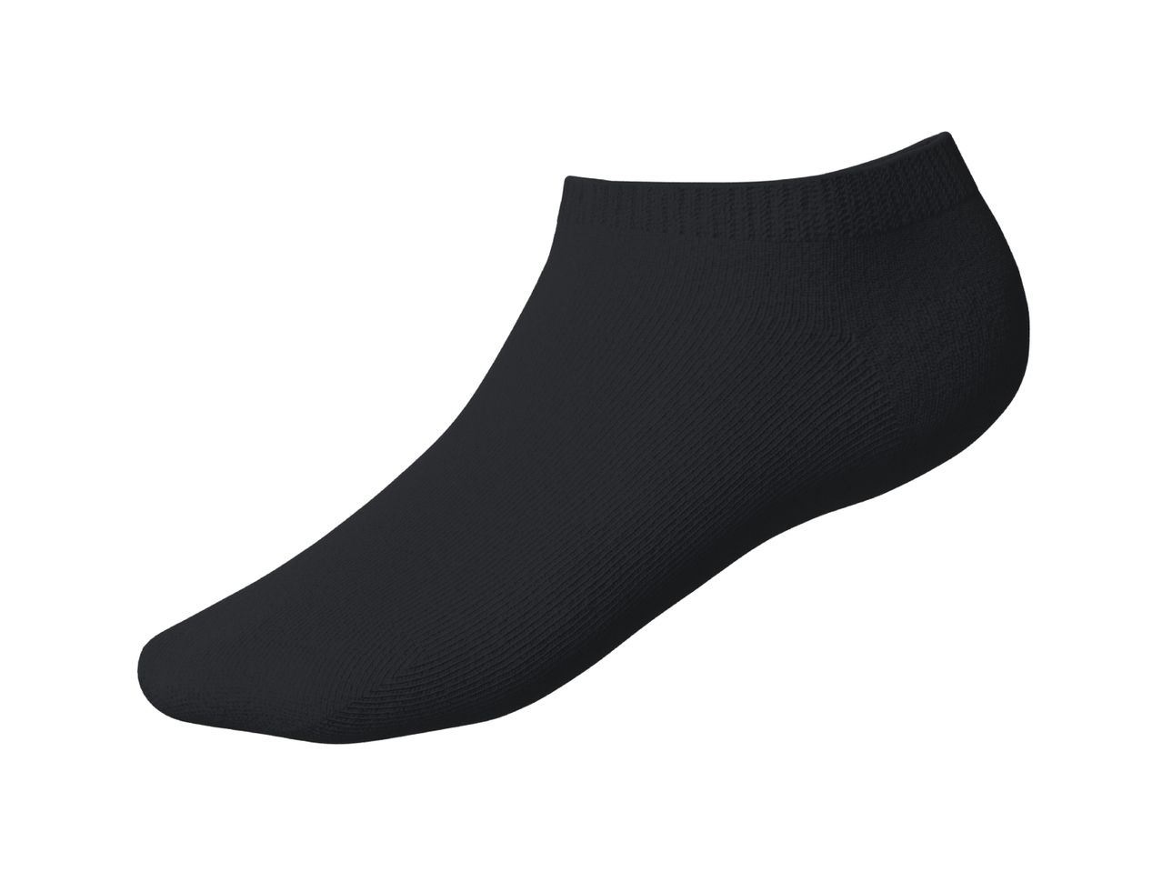 Single black ankle sock on a white background.