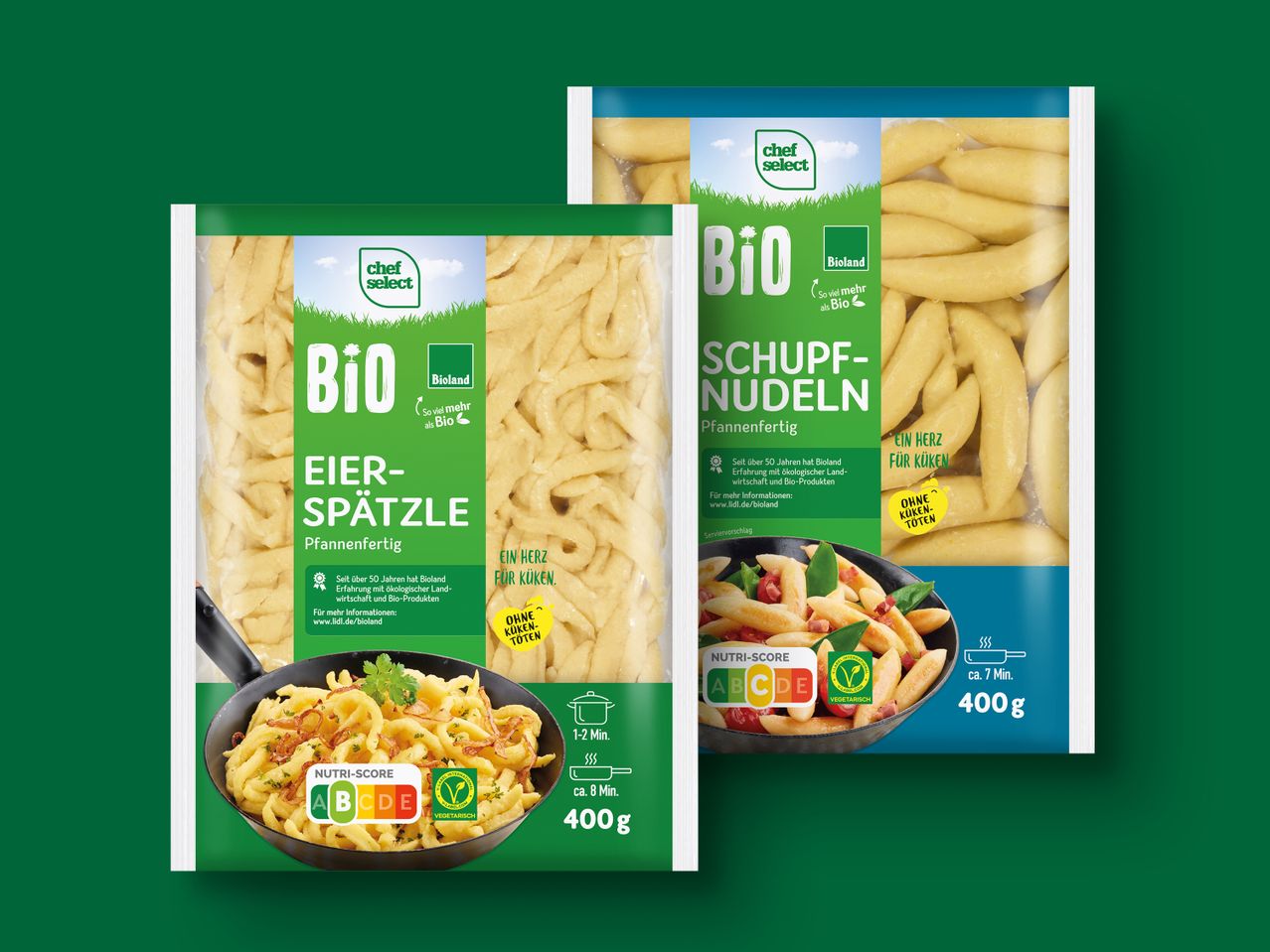 Chef Select Bio Spätzle und Schupfnudeln, Bioland Qualität.