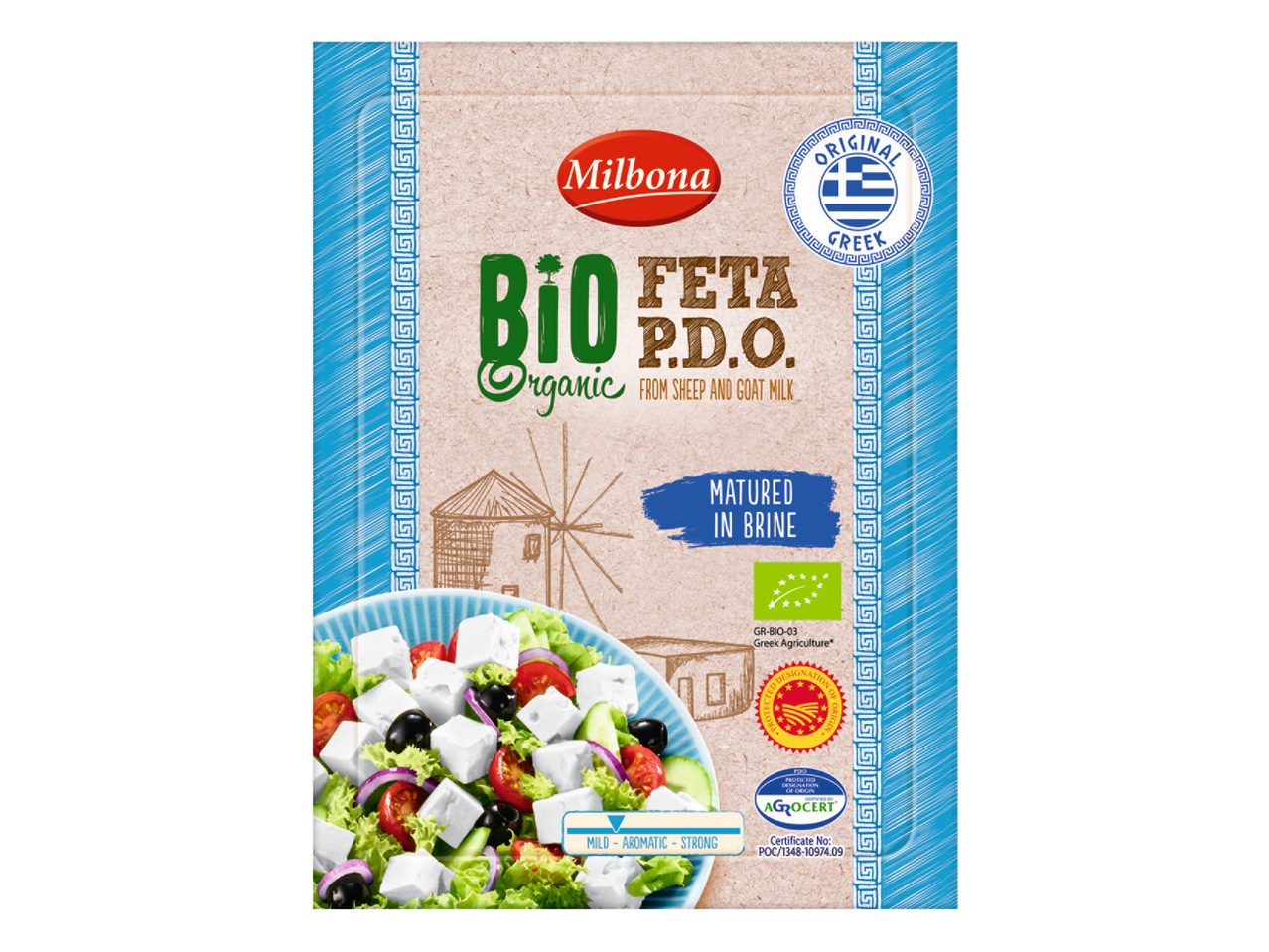 Milbona Bio Feta PDO, biologische Griekse kaas, gerijpt in pekel.