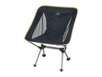 Dark grey portable camping chair with a light green trim and mesh sides.
