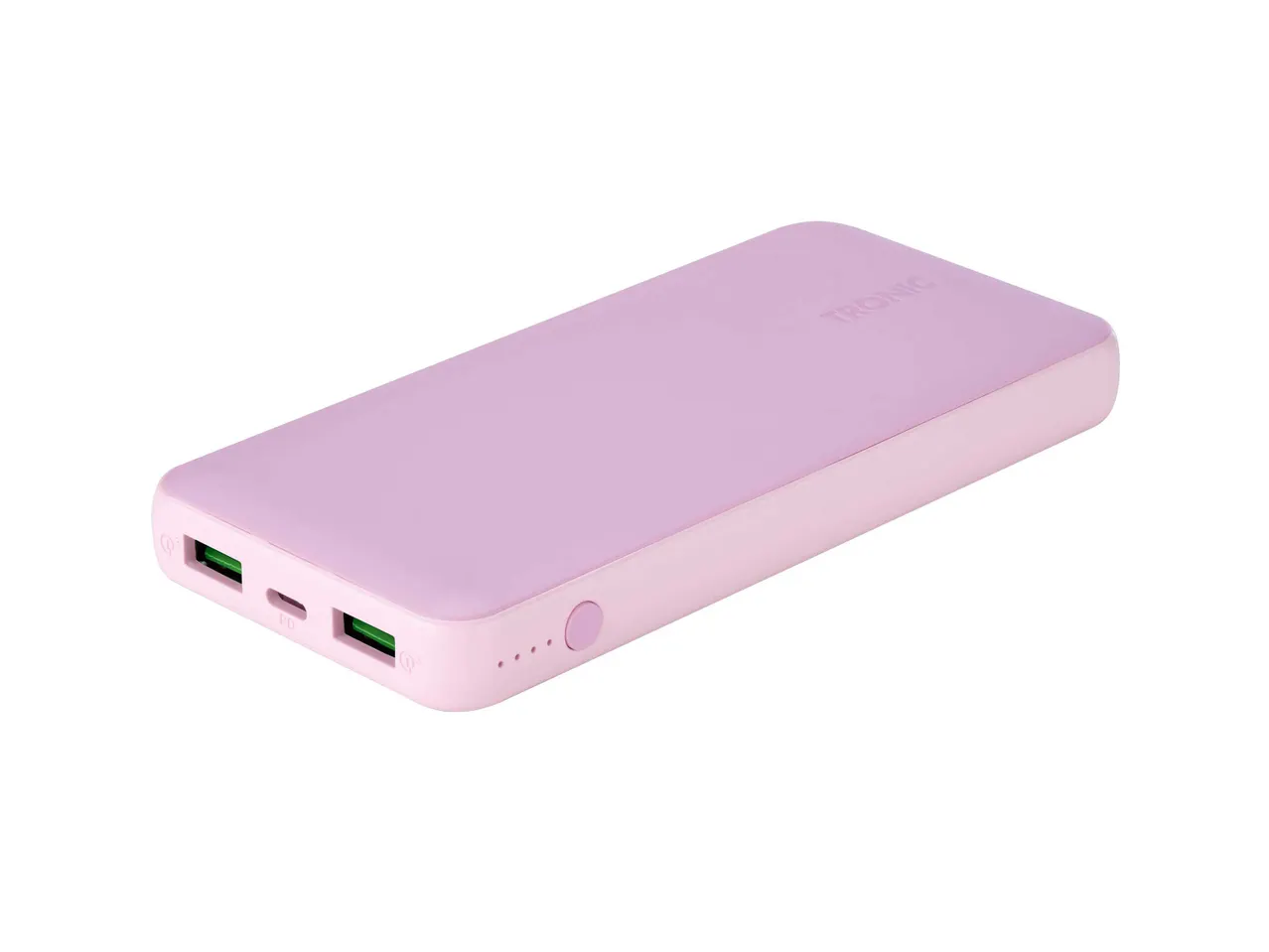 Lila Tronic power bank USB-A és USB-C portokkal.