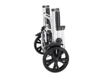 A silver and black foldable hand truck with large wheels.