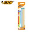 Four striped HB/2 pencils in a blister pack, featuring a shock-resistant emblem.
