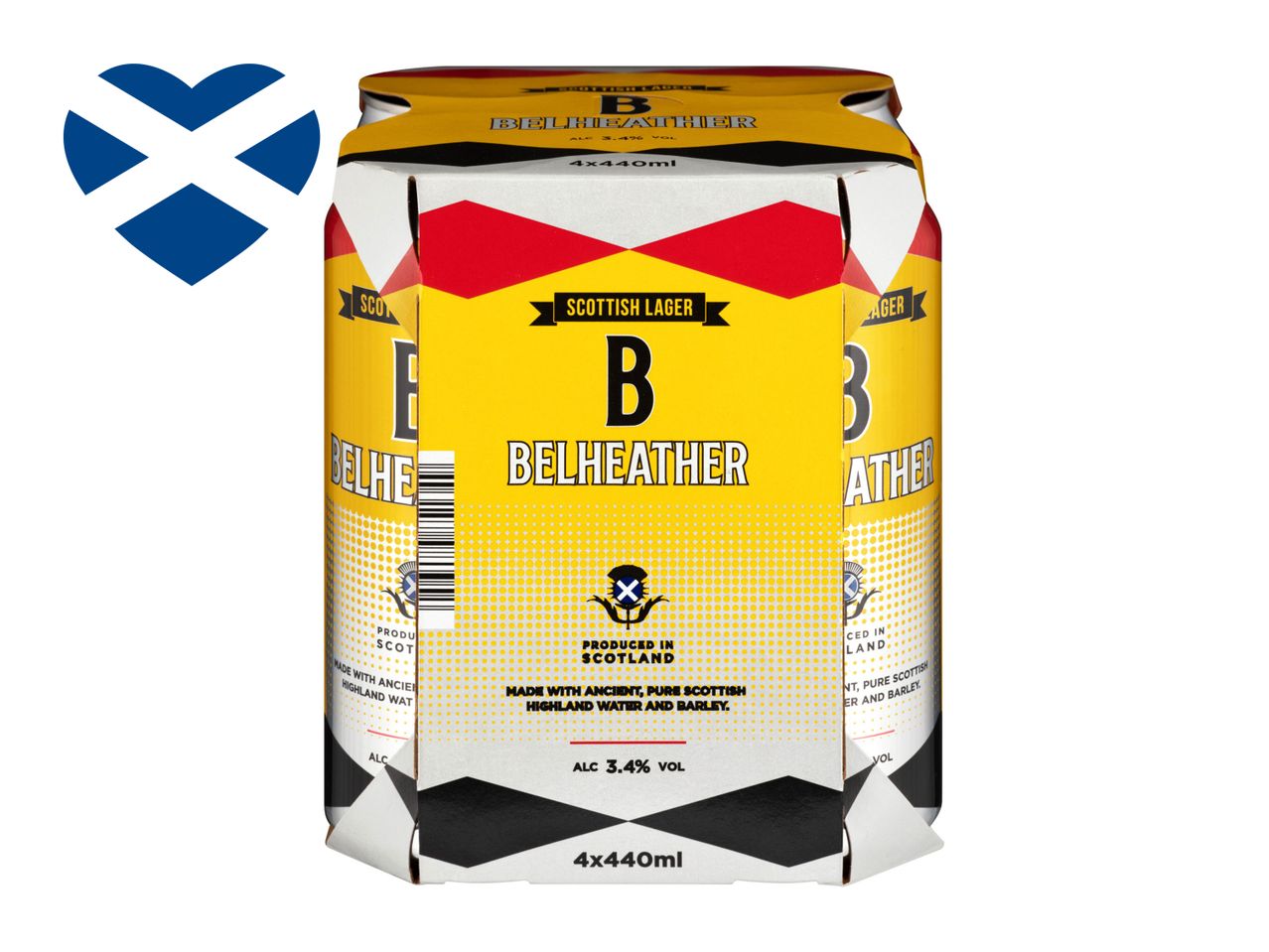 BelHeather Scottish Lager beer, 4x440ml cans.