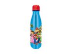 En blå Super Mario vandre-flaske med røde låg.