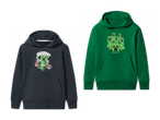 Zwei Minecraft-Hoodies: ein dunkelblauer mit 'BOOM!' und ein grüner mit mehreren Creepern.
