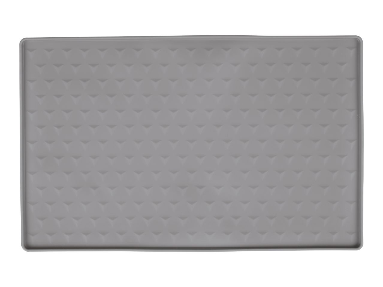 Grey rectangular silicone mat with a textured surface of small raised triangles.