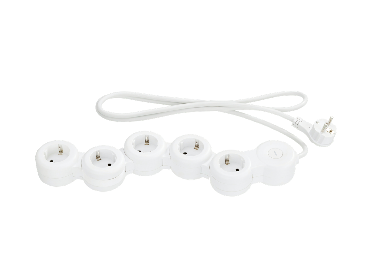Tronic® бял разклонител с 5 контакта, ключ и кабел.