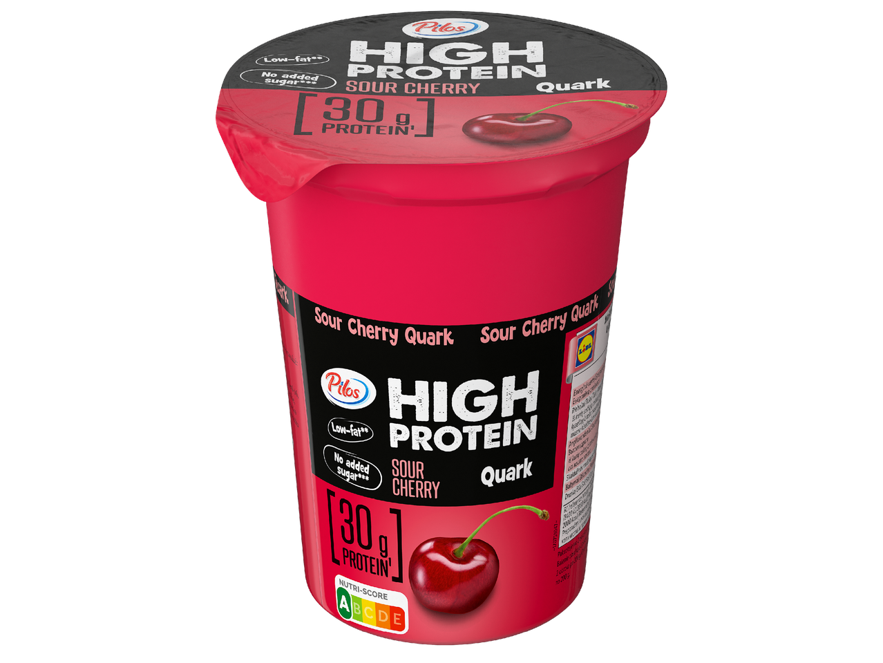 Високопротеинова извара с вкус на вишна, нискомаслена, без добавена захар, 30 г протеин.