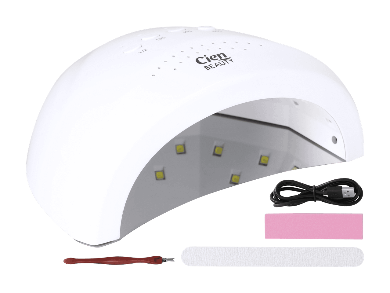 Kit de séchoir à ongles UV/LED blanc avec limes et câble USB