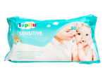 Toalhitas de bebé Lupilu Sensitive, 80 unidades, com uma mãe e um bebé na embalagem.