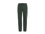 Calças de trabalho masculinas PARKSIDE® em verde-escuro com bolsos e detalhes verdes.