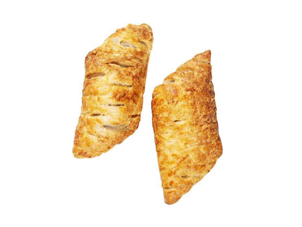 Kaksi leivonnaista valkoisella taustalla.