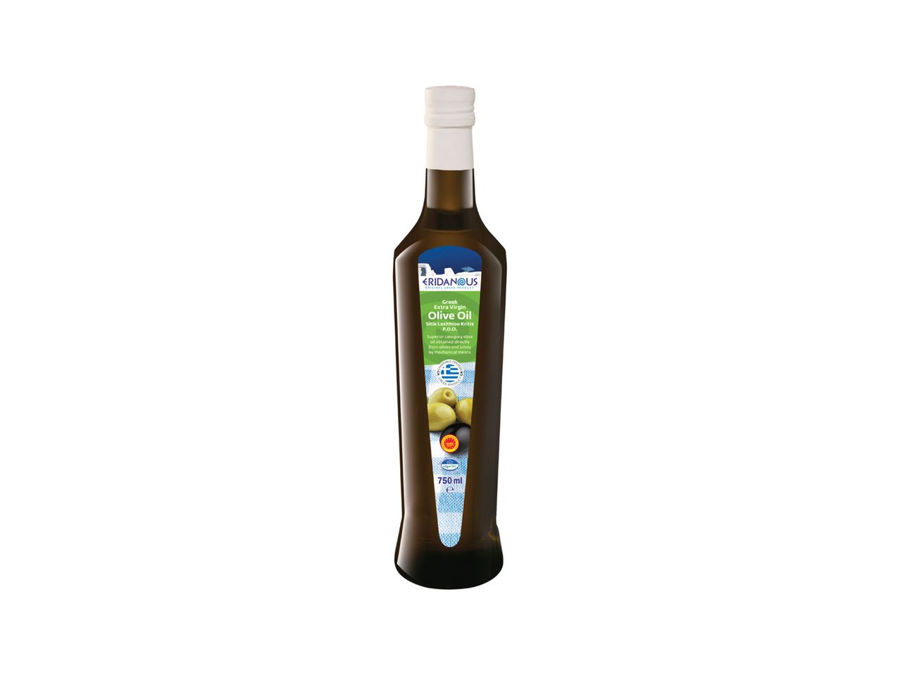 Flaša grčkog ekstra devišanskog maslinovog ulja Eridanus od 750 ml.