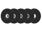 Five black PARKSIDE® angle grinder cutting discs on a black background.