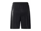 Black men's sports shorts with an elastic waistband, back view.