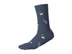 Dark blue sock with a colorful jellyfish pattern
