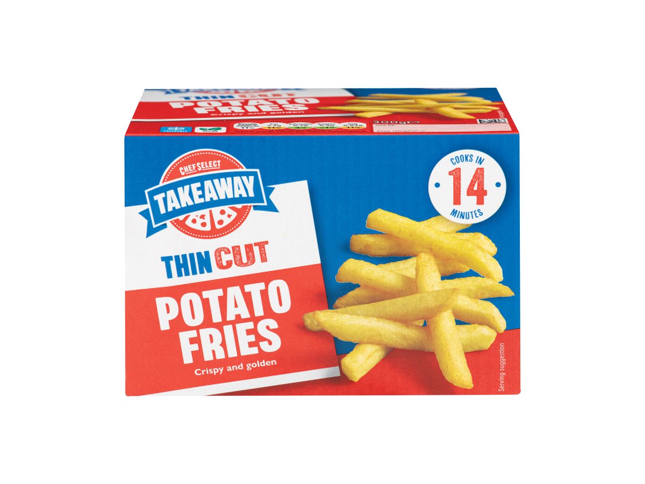 Chef Select Takeaway thin cut potato fries: crispy and golden.