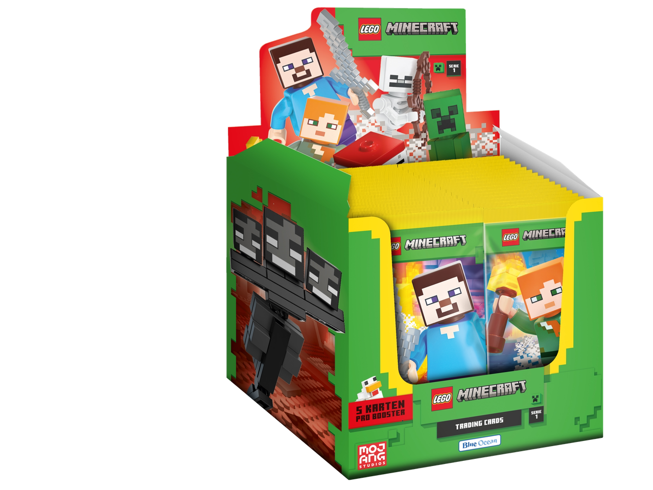 LEGO Minecraft booster box s minifigurkami a kartičkami.