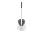 White and grey toilet brush with holder