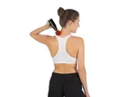 Woman using VITALMAXX® massage gun on shoulder.