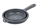 A gray silicone collapsible colander and bowl set.