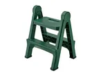 A green two-step folding step stool with the Parkside logo.