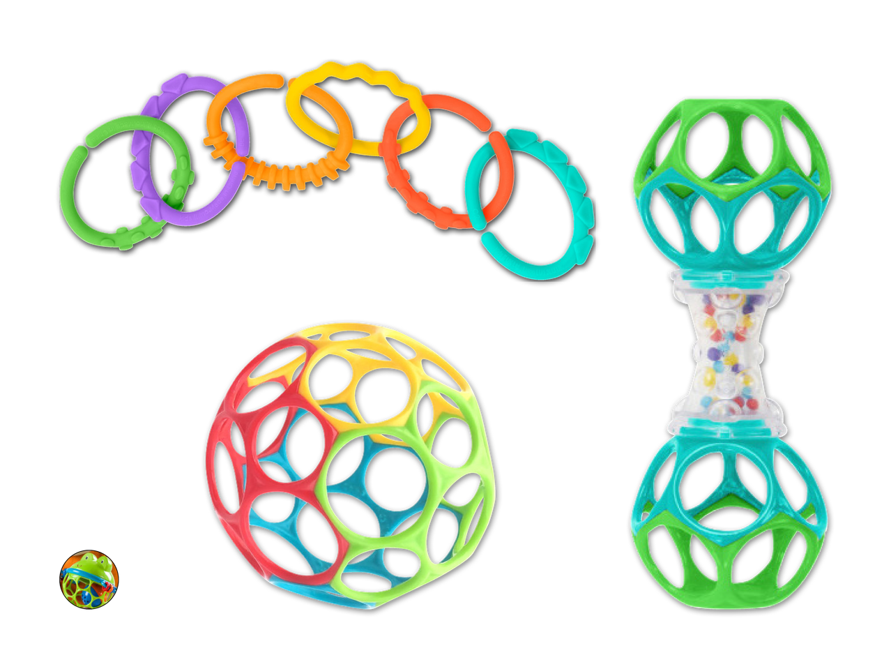 Farbige Babyrasseln und -ringe von Baby Einstein.