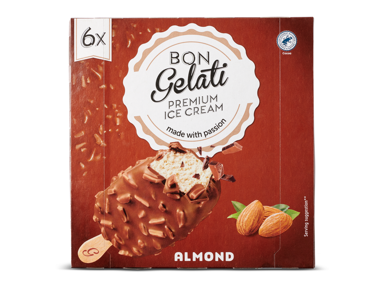 6x Bon Gelati: amandel, premium ijs.