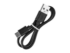 Black USB-A to USB-C charging cable, neatly coiled and secured with a white tie.