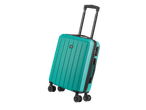 Teal wheeled suitcase.
