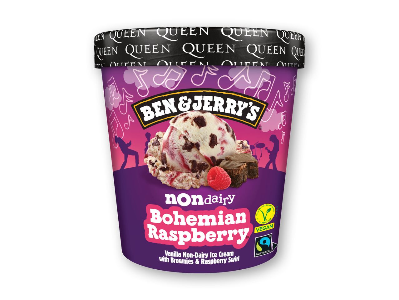 Ben & Jerry's Bohemian Raspberry isme-is i en beholder.