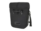 Black bicycle pannier bag with top handle and shoulder strap.