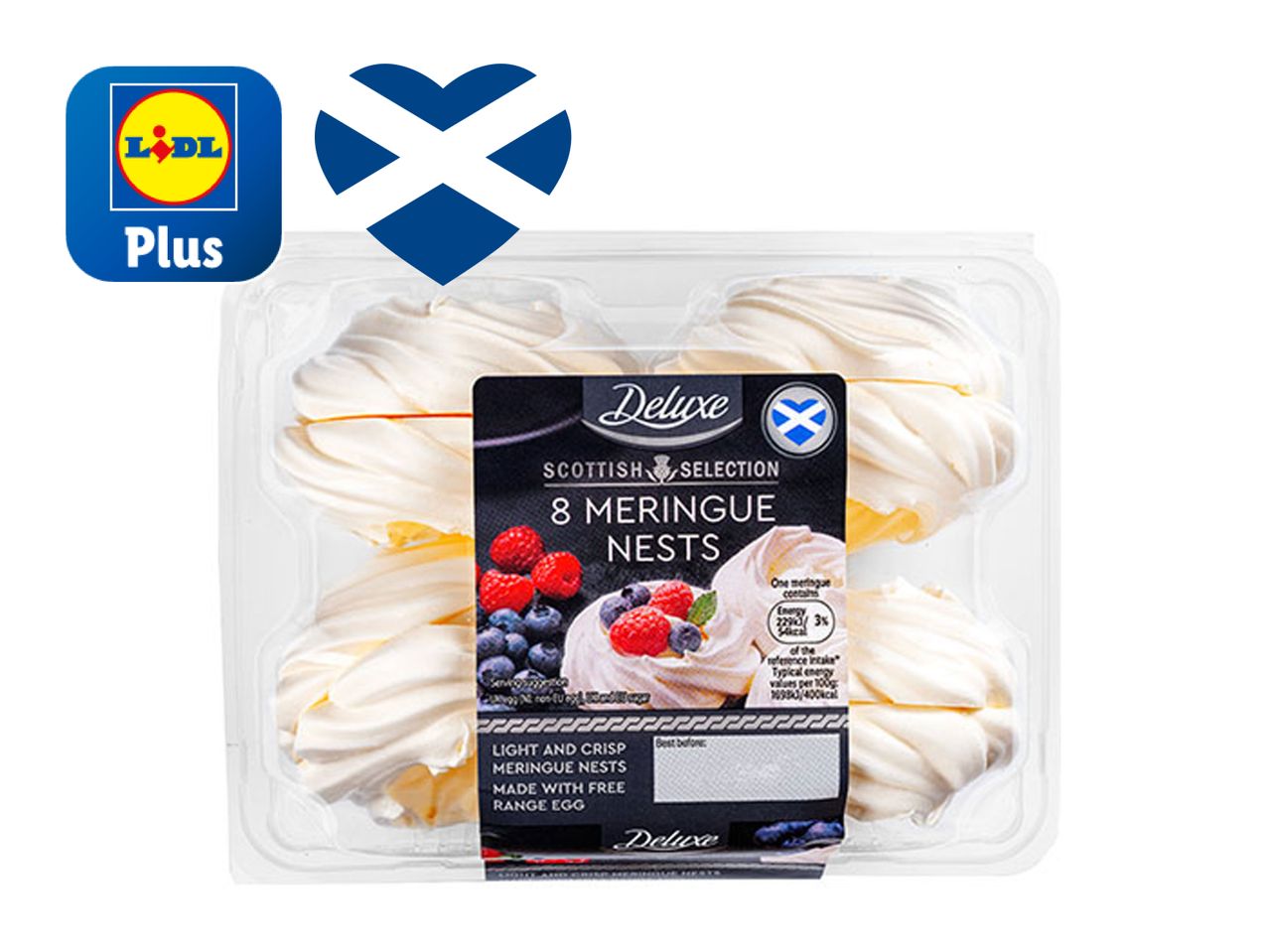 Lidl's Deluxe Scottish meringue nests with berries.