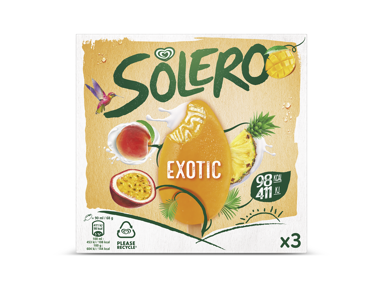 Drie Solero Exotic ijsjes.