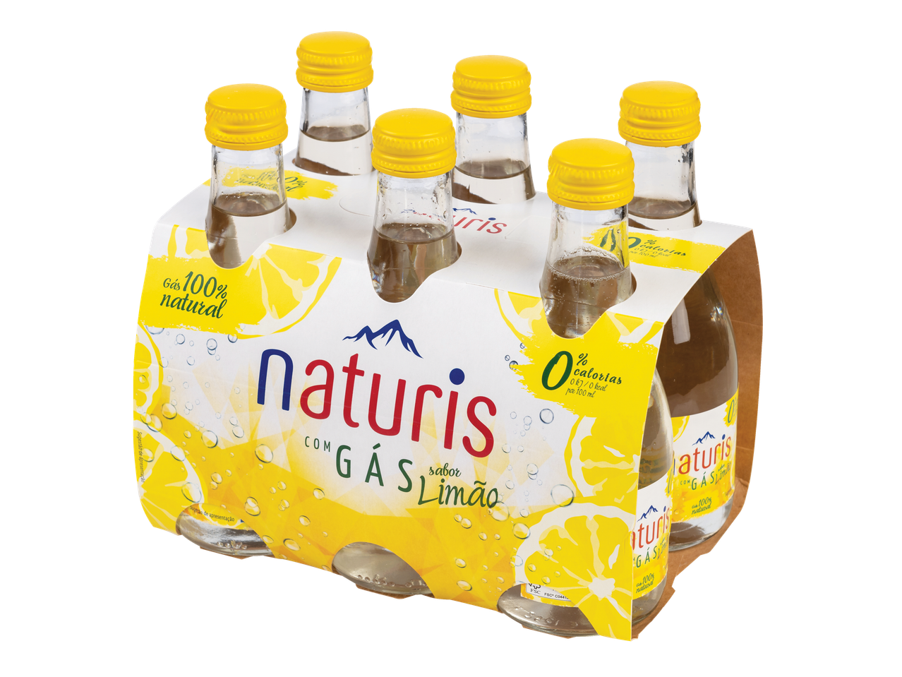 Pack com seis garrafas Naturis sabor limão.