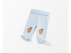 Light blue baby footed pants with cute acorn illustrations.