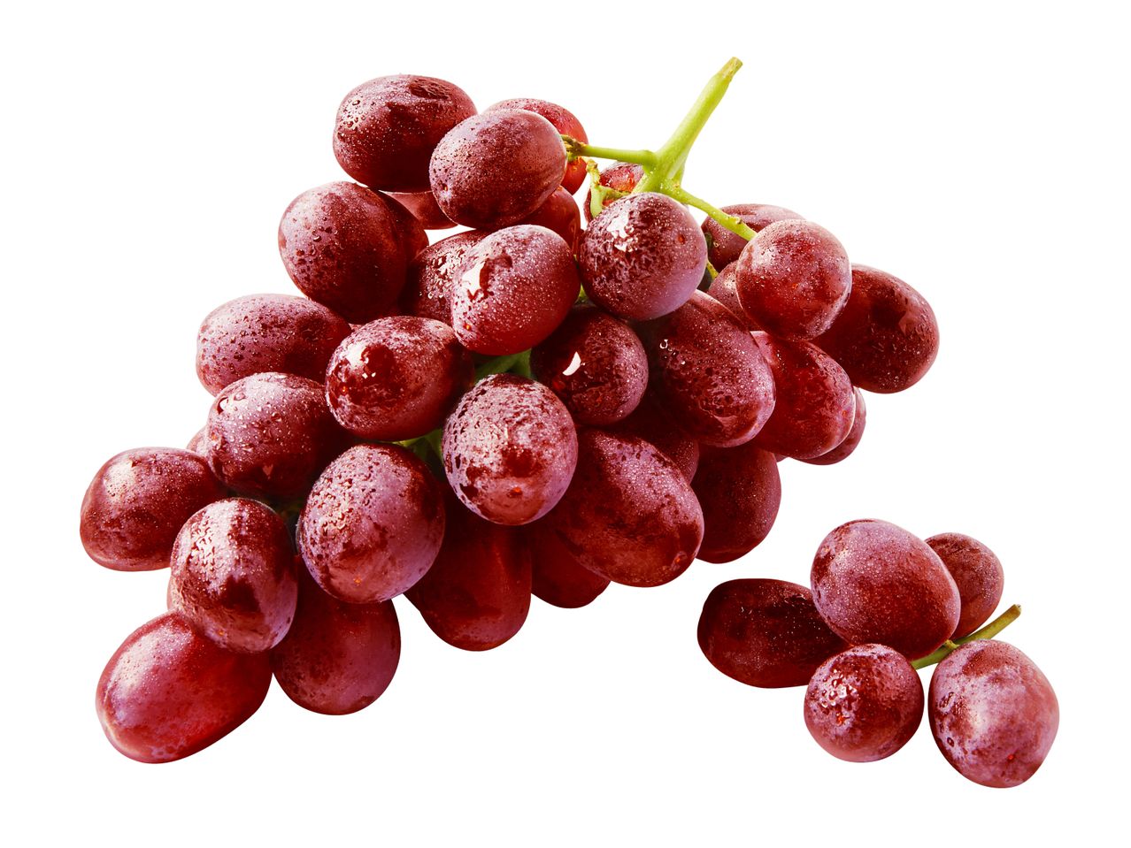 Fresh red grapes with water droplets