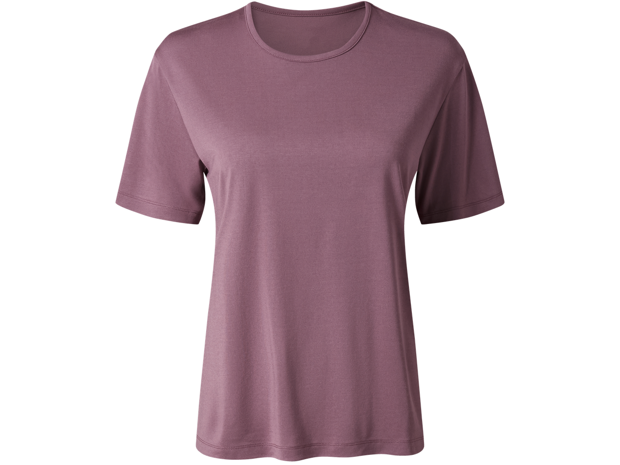 En lila t-shirt för kvinnor med korta ärmar.