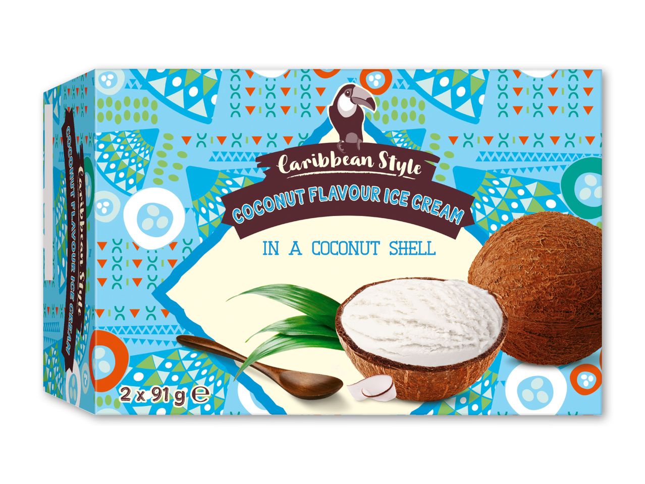 Kokos is i kokososskål, caribisk stil.