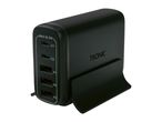 Black multi-port USB charger with two USB-C and three USB-A ports, labeled MAX 30.5W.