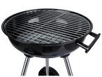 Black charcoal grill with chrome-plated grid.