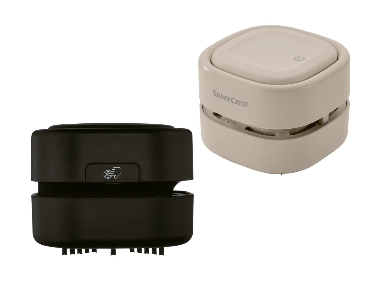 Zwei SilverCrest Tischstaubsauger in Schwarz und Beige