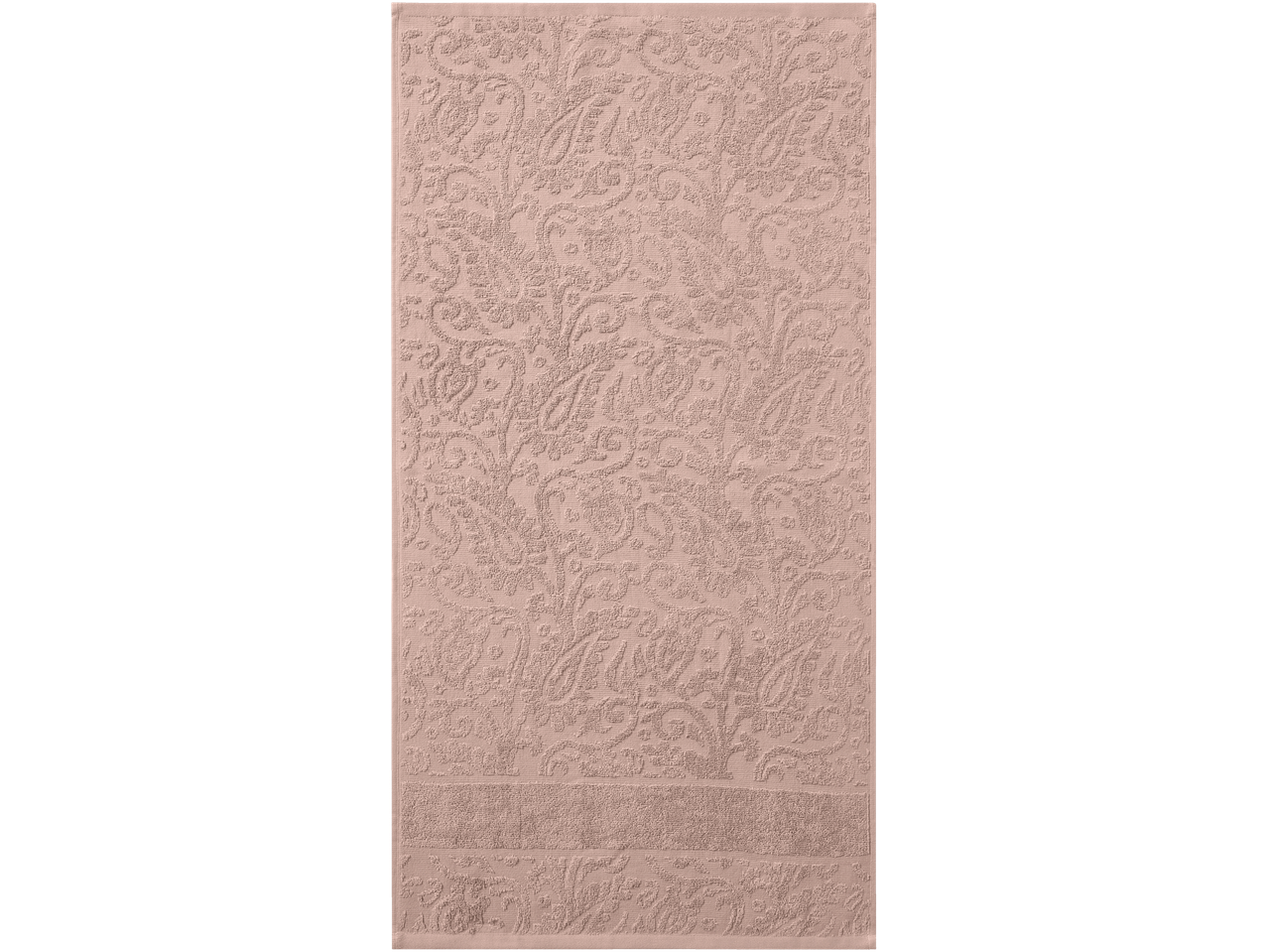 Livarno Home Frottier-Badetuch sa reljefnim cvetnim dezenom u svetlo roze boji.