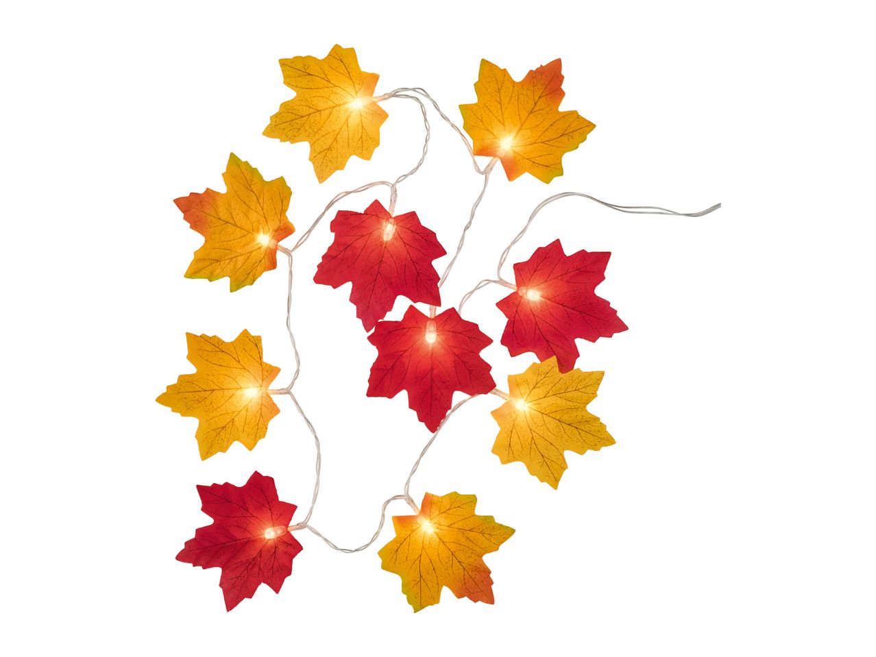 Autumn leaf string lights with red and yellow maple leaves